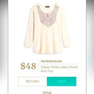 Papermoon Dakani embroidery detail knit top